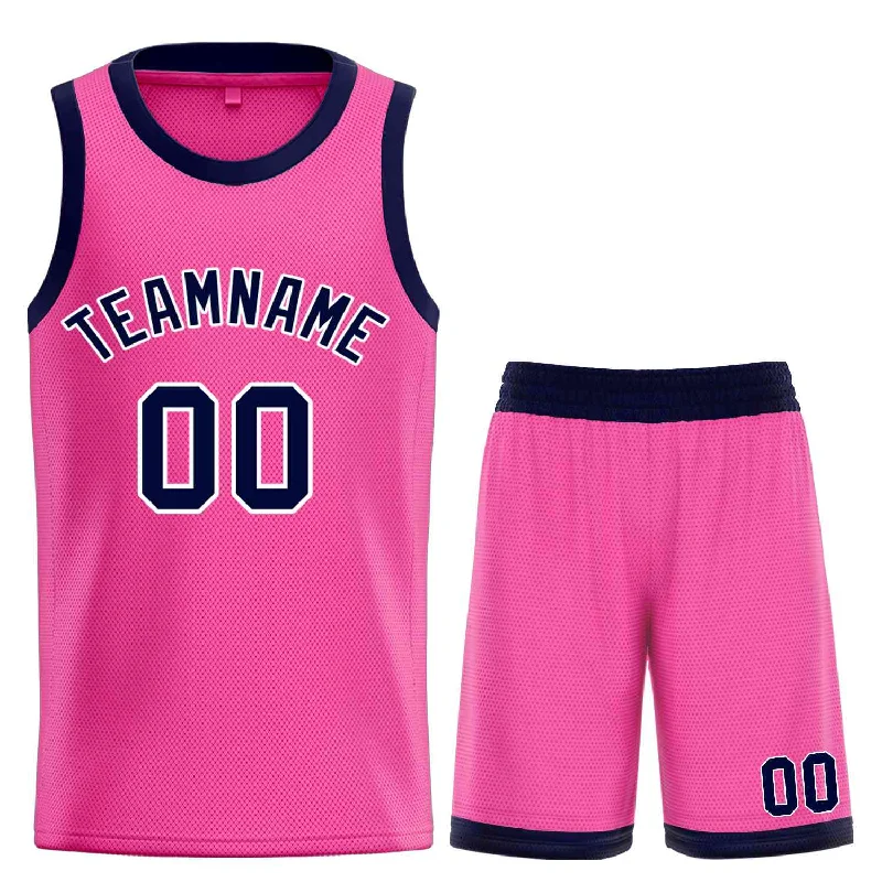 Men's basketball uniform custom sale -Custom Pink Navy-White Classic Sets Bull Basketball Jersey