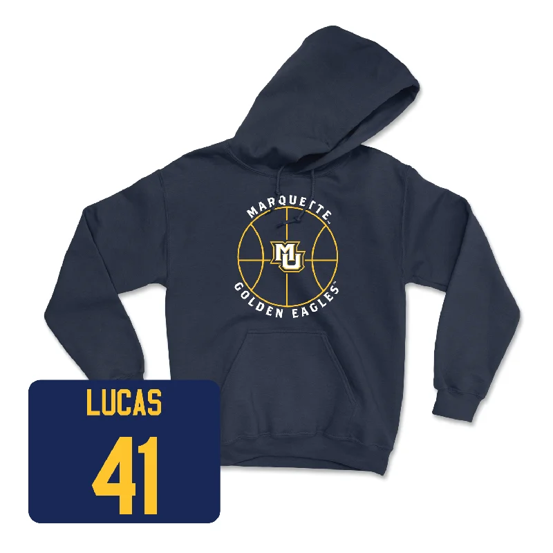 Men's hoodies streetwear -Navy Men's Basketball Hardwood Hoodie - Jonah Lucas