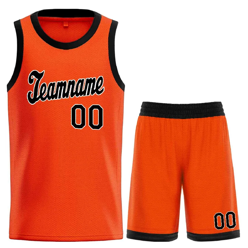 Men's basketball uniform sports ensemble -Custom Orange Black-White Classic Sets Sports Uniform Basketball Jersey