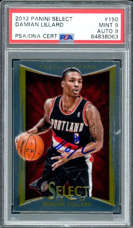 Men's basketball card color variants -Damian Lillard Autographed 2012 Panini Select Rookie Card #150 Portland Trail Blazers PSA 9 Auto Grade Mint 9 On Card PSA/DNA #64838063