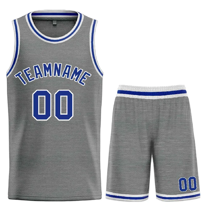 Men's basketball uniform lightweight collection -Custom Dark Gray Royal-White Classic Sets Bull Basketball Jersey