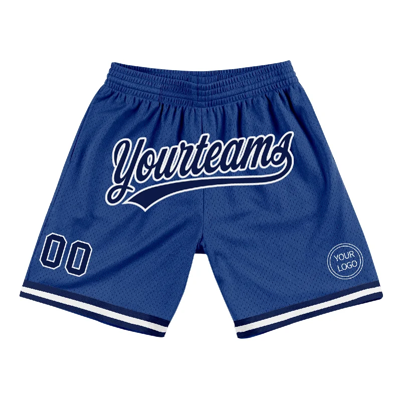 Men's basketball shorts hybrid-elite -Custom Royal Navy-White Authentic Throwback Basketball Shorts