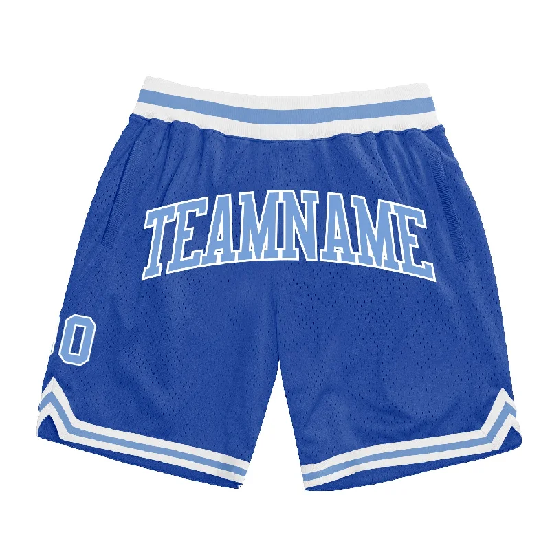 Men's basketball shorts relaxed-sleek -Custom Blue Light Blue-White Authentic Throwback Basketball Shorts