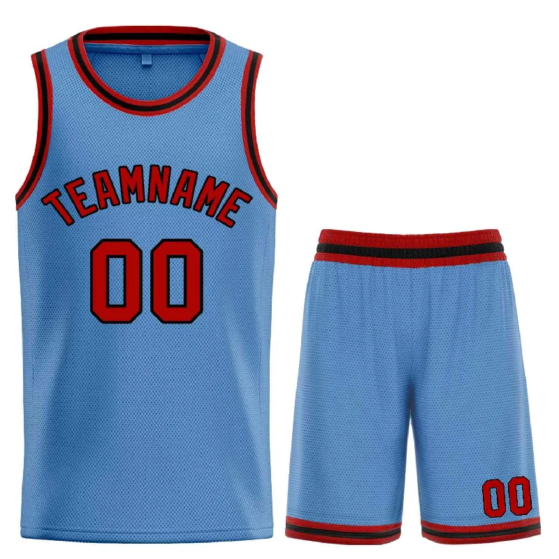 Men's basketball uniform pro kit -Custom Light Blue Maroon-Black Bull Classic Sets Basketball Jersey