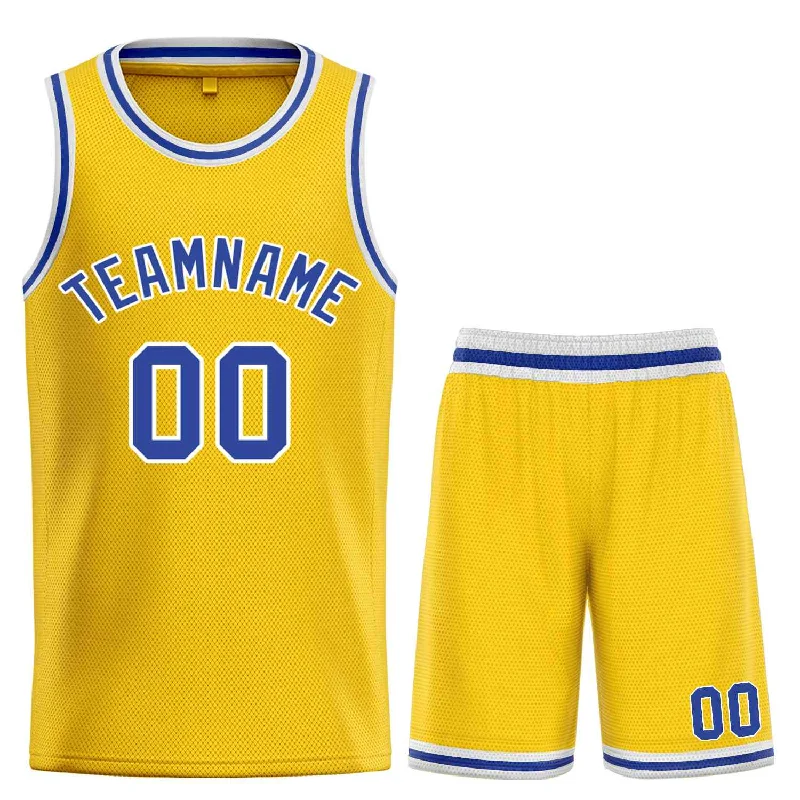 Men's basketball uniform lightweight set -Custom Yellow Royal-White Bull Classic Sets Basketball Jersey