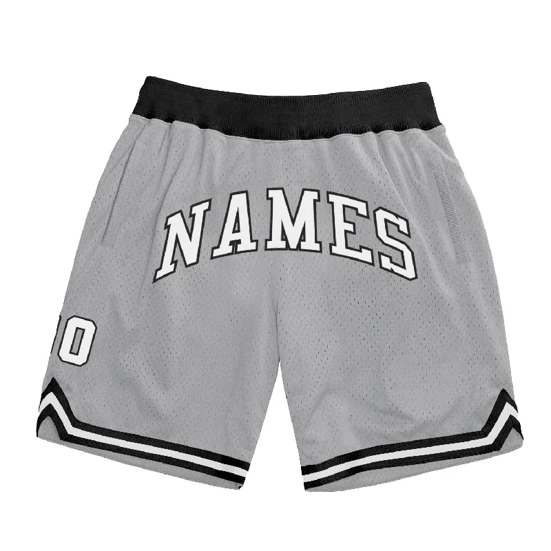 Men's basketball shorts hybrid-urban -Custom Gray White-Black Authentic Throwback Basketball Shorts