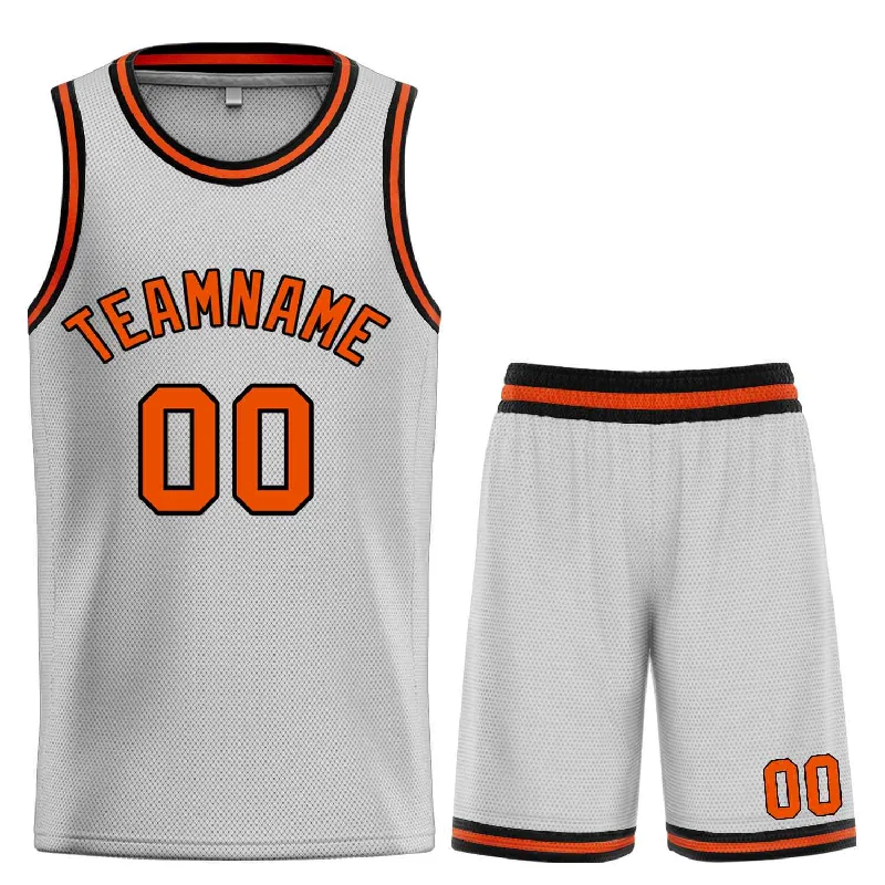 Men's basketball uniform custom deal -Custom Gray Orange-Black Classic Sets Bull Basketball Jersey