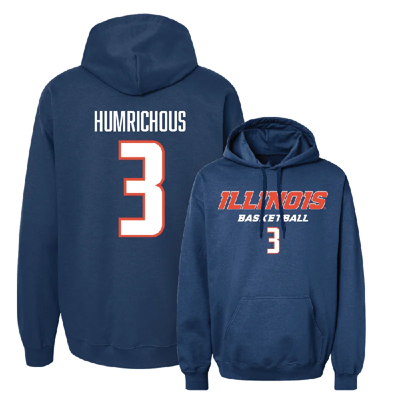 Men's hoodies slim-cut -Navy Illinois Classic Hoodie  - Benjamin Humrichous