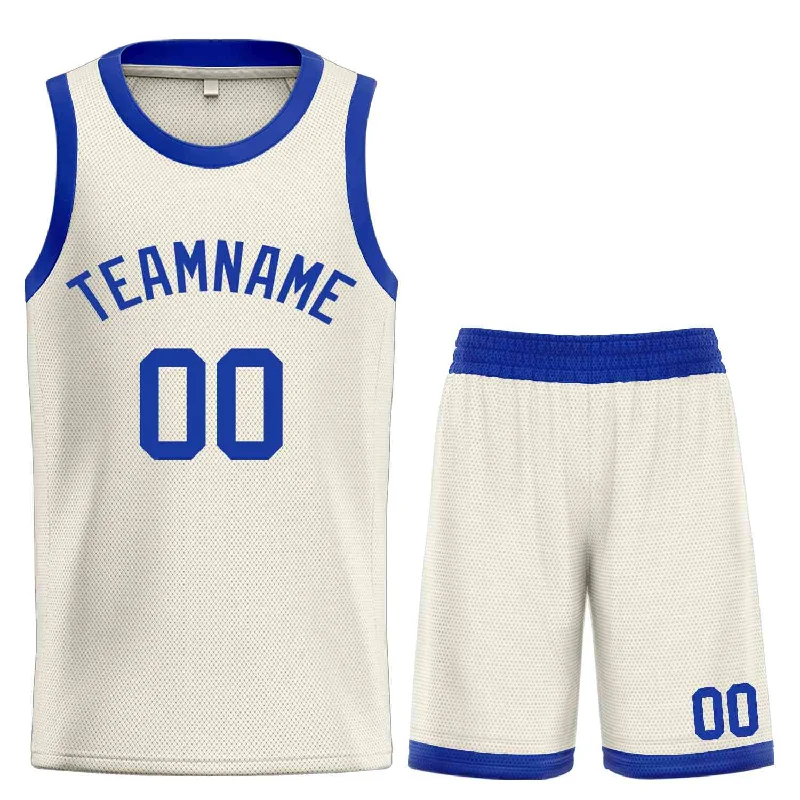 Men's basketball uniform stylish offer -Custom Cream Royal Classic Sets Bull Basketball Jersey