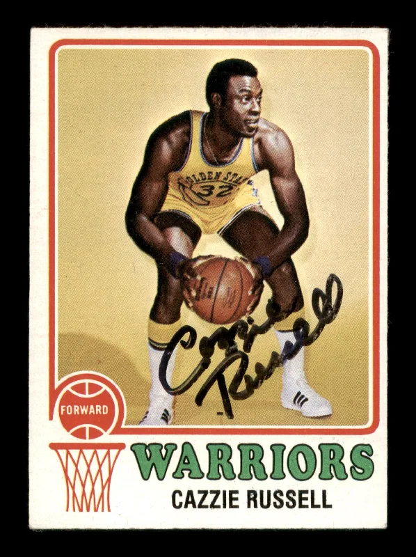 Men's basketball card squad set -Cazzie Russell Autographed 1973-74 Topps Card #41 Los Angeles Lakers SKU #205350