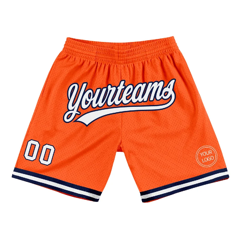 Men's basketball shorts quick-dynamic -Custom Orange White-Navy Authentic Throwback Basketball Shorts