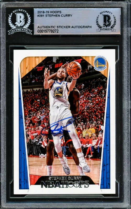 Men's basketball card classic series -Stephen Curry Autographed 2018-19 Hoops Card #281 Golden State Warriors Beckett BAS #15779272