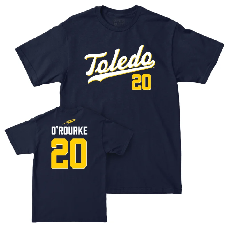 Men's basketball T-shirt stylish special -Toledo Men's Basketball Navy Script Tee  - Colin O’Rourke