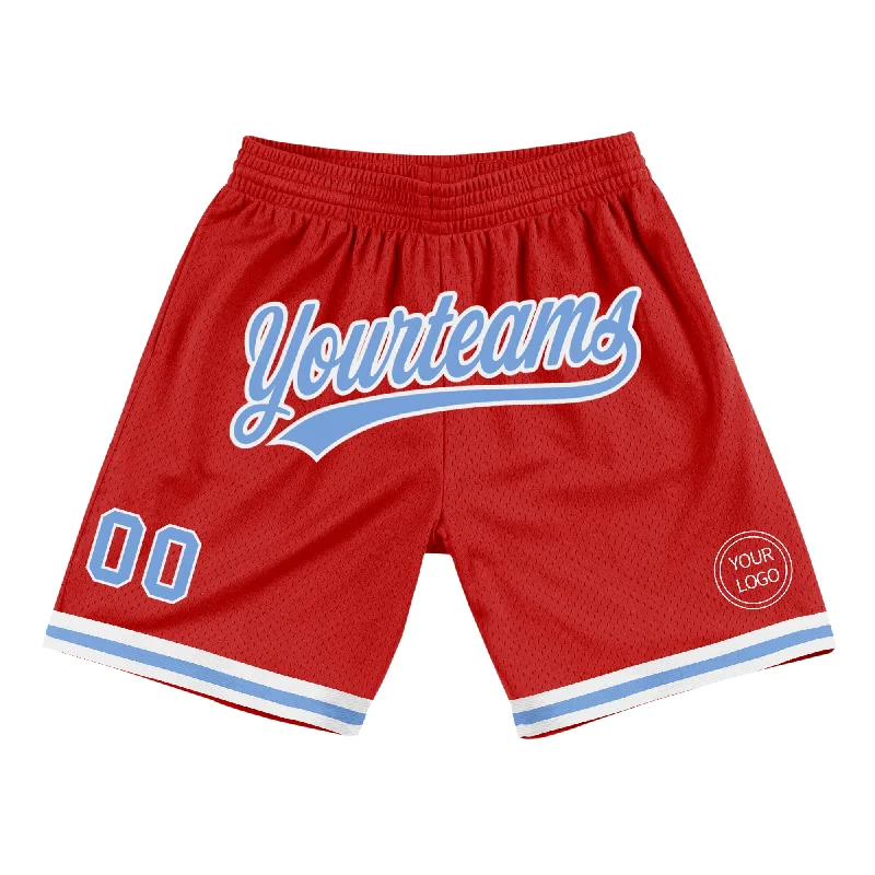 Men's basketball shorts lightweight-team -Custom Red Light Blue-White Authentic Throwback Basketball Shorts