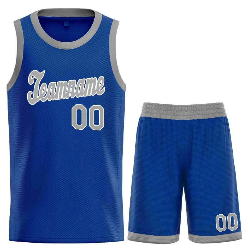 Men's basketball uniform player comfort -Custom Royal Gray-White Classic Sets Sports Uniform Basketball Jersey