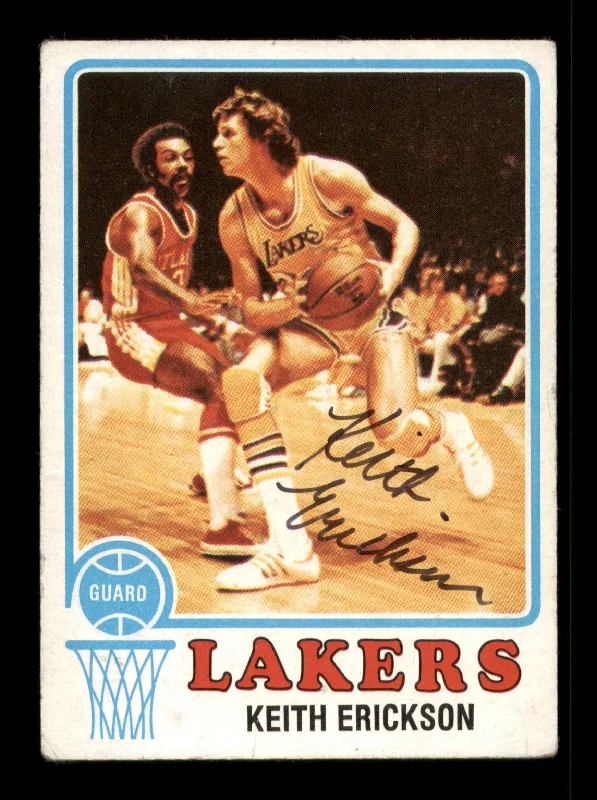 Men's basketball card sport set -Keith Erickson Autographed 1973-74 Topps Card #117 Los Angeles Lakers SKU #205327