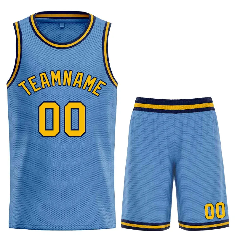 Men's basketball uniform sports kit -Custom Light Blue Yellow-Navy Bull Classic Sets Basketball Jersey