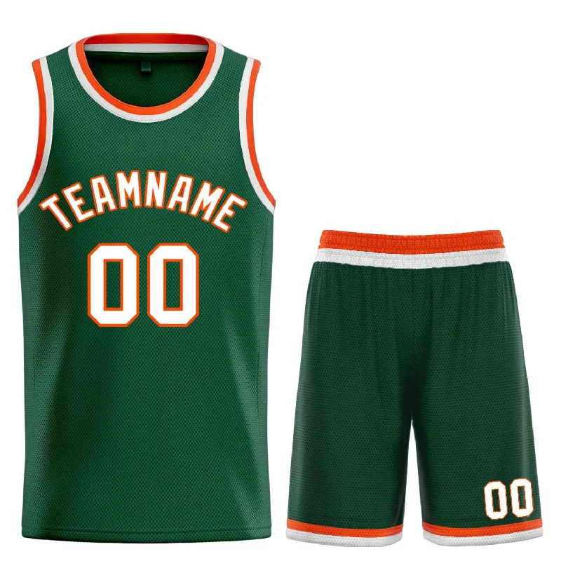 Men's basketball uniform sweat resistant -Custom Hunter Green White-Orange Bull Classic Sets Curved Basketball Jersey