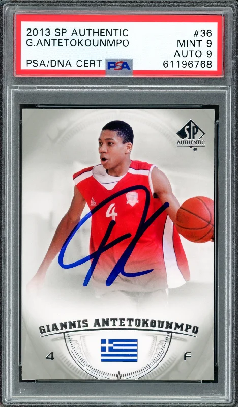 Men's basketball card elite rarity -Giannis Antetokounmpo Autographed 2013 SP Authentic Rookie Card #36 Milwaukee Bucks PSA 9 Auto Grade Mint 9 PSA/DNA #61196768