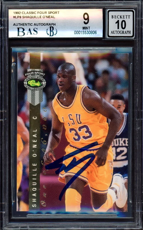 Men's basketball card team treasury -Shaquille "Shaq" O'Neal Autographed 1992-93 Classic Four Sport Rookie Card #LP8 Orlando Magic BGS 9 Auto Grade Gem Mint 10 Beckett BAS #15530806