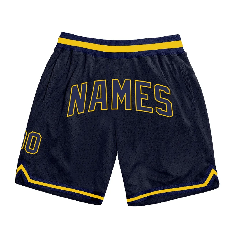 Men's basketball shorts rugged-fit -Custom Navy Navy-Gold Authentic Throwback Basketball Shorts