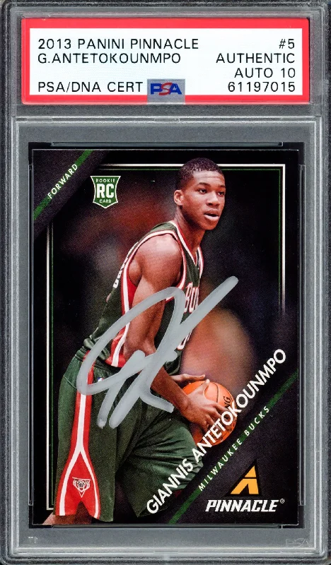 Men's basketball card lightweight pack -Giannis Antetokounmpo Autographed 2013 Panini Pinnacle Rookie Card #5 Milwaukee Bucks Auto Grade Gem Mint 10 PSA/DNA #61197015