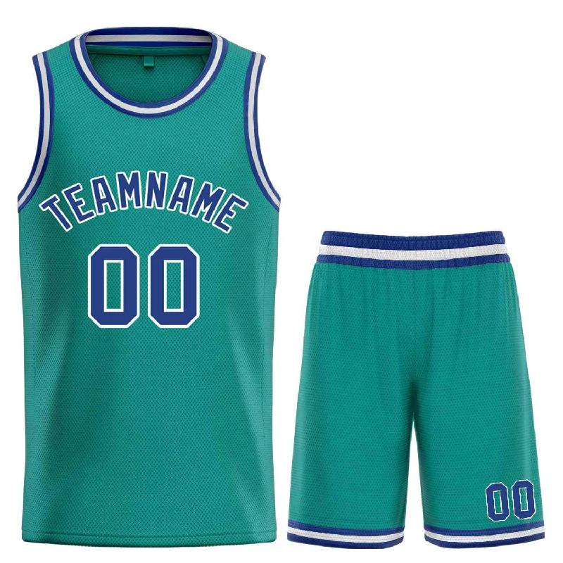 Men's basketball uniform lightweight clothing -Custom Teal Royal-White Bull Classic Sets Basketball Jersey