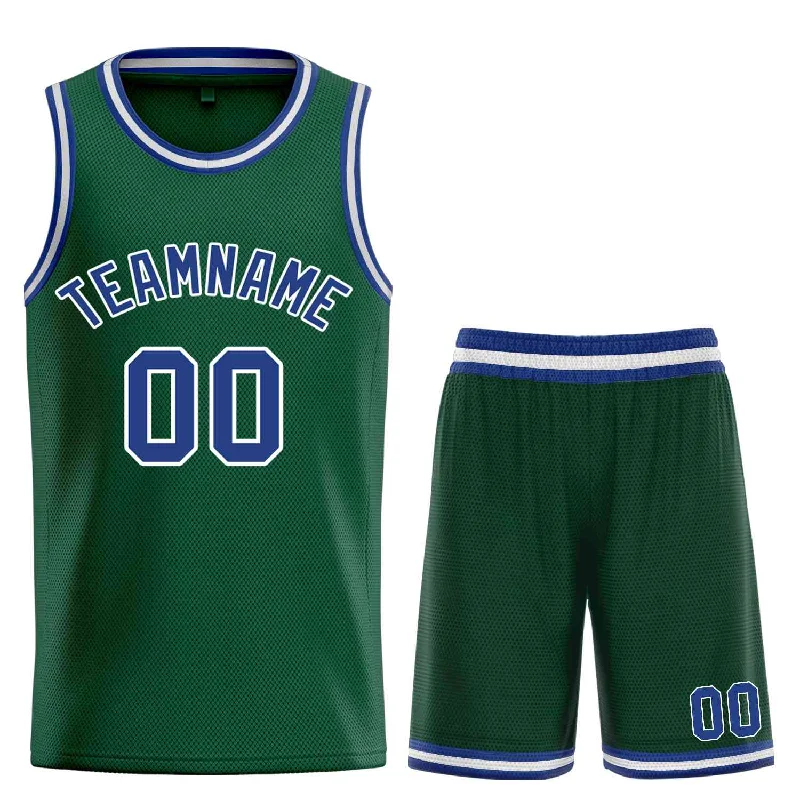 Men's basketball uniform team logo -Custom Hunter Green Royal-White Bull Classic Sets Curved Basketball Jersey