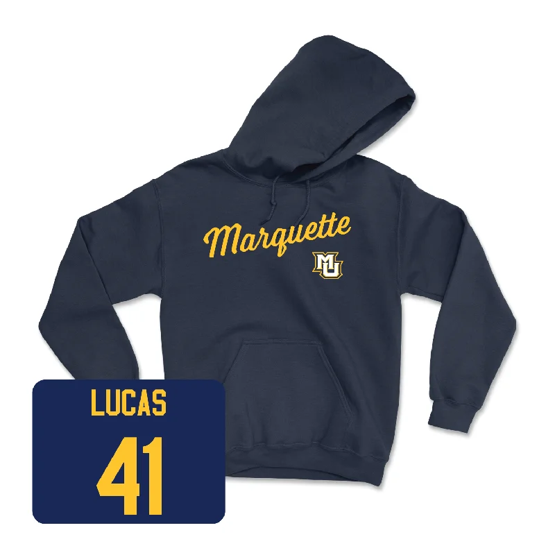 Men's hoodies muted -Navy Men's Basketball Script Hoodie - Jonah Lucas