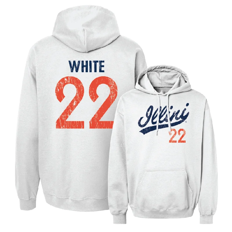 Men's hoodies fade-resistant -White Script Hoodie  - Tre White