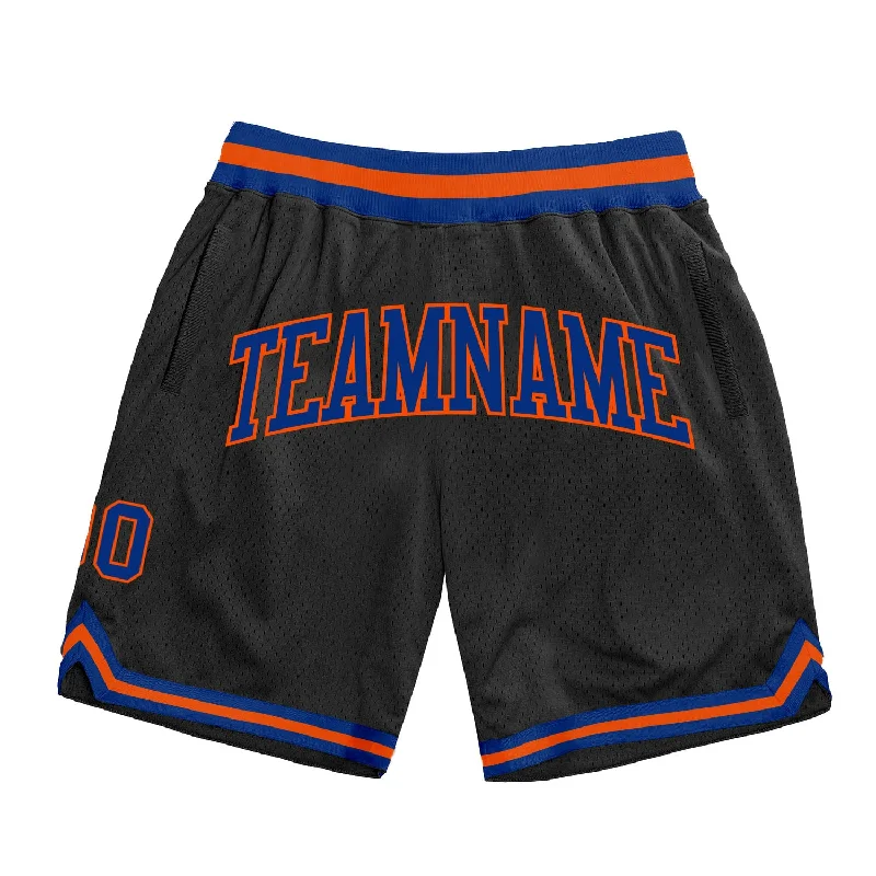 Men's basketball shorts stretch-urban -Custom Black Royal-Orange Authentic Throwback Basketball Shorts