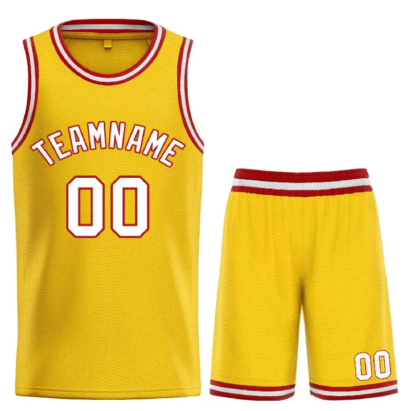 Men's basketball uniform team uniform kit -Custom Yellow White-Red Bull Classic Sets Basketball Jersey