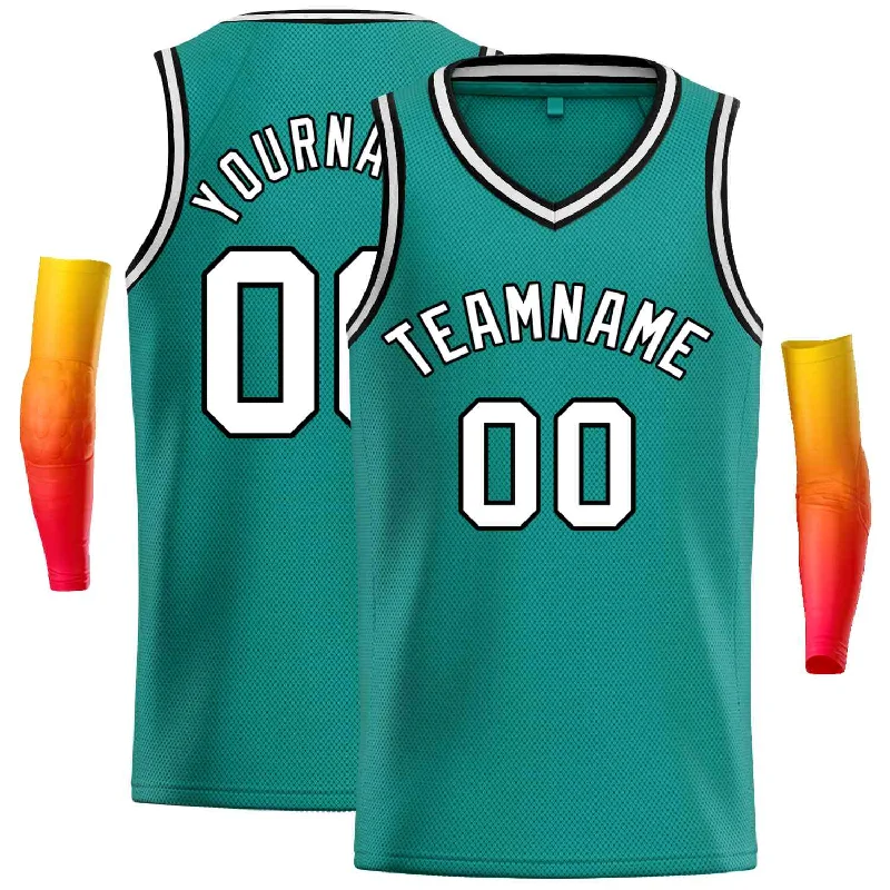 Men's basketball uniform matching set -Custom Teal White-Black Classic Tops Men Casual Basketball Jersey