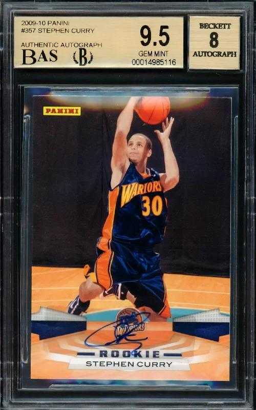 Men's basketball card light combo -Stephen Curry Autographed 2009-10 Panini Rookie Card #357 Golden State Warriors BGS 9.5 Auto Grade Near Mint/Mint 8 Beckett BAS #14985116