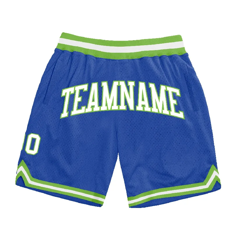 Men's basketball shorts active-hybrid -Custom Blue White-Neon Green Authentic Throwback Basketball Shorts