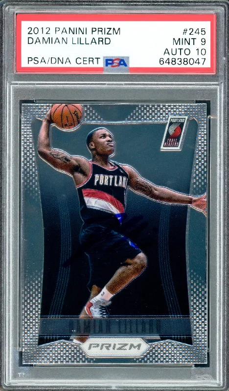 Men's basketball card high-value pack -Damian Lillard Autographed 2012 Panini Prizm Rookie Card #245 Portland Trail Blazers PSA 9 Auto Grade Gem Mint 10 On Card PSA/DNA #64838047