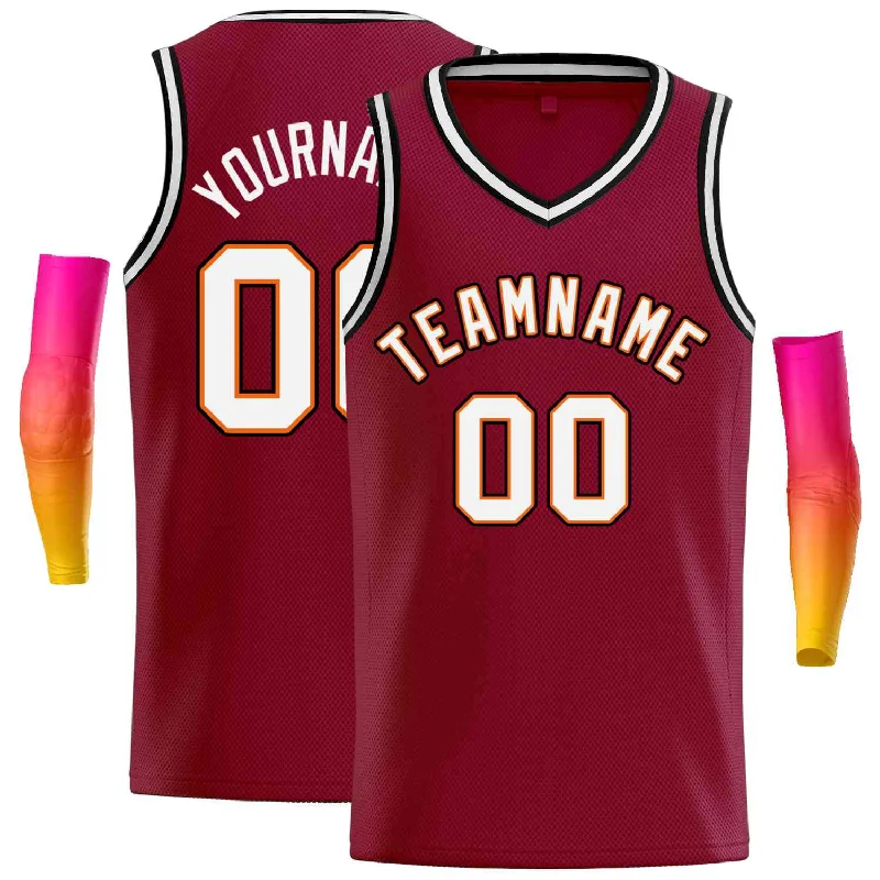 Men's basketball uniform bulk purchase -Custom Maroon White-Black Classic Tops Men Casual Basketball Jersey