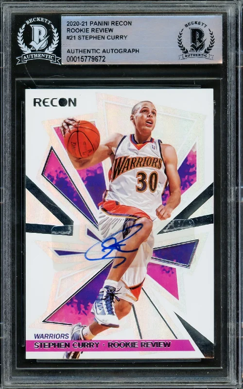 Men's basketball card price range -Stephen Curry Autographed 2020-21 Panini Recon Card #21 Golden State Warriors Beckett BAS #15779672