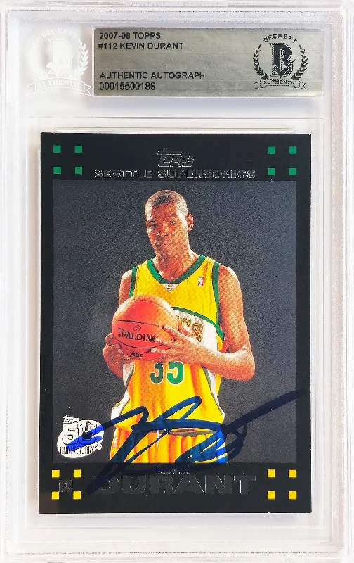 Men's basketball card active kit -Kevin Durant Autographed 2007-08 Topps Rookie Card #112 Seattle Sonics On Card Beckett BAS #15500186