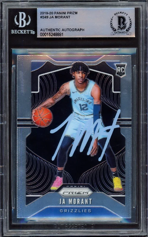 Men's basketball card sport offer -Ja Morant Autographed 2019-20 Panini Prizm Rookie Card #249 Memphis Grizzlies Beckett BAS #15248881