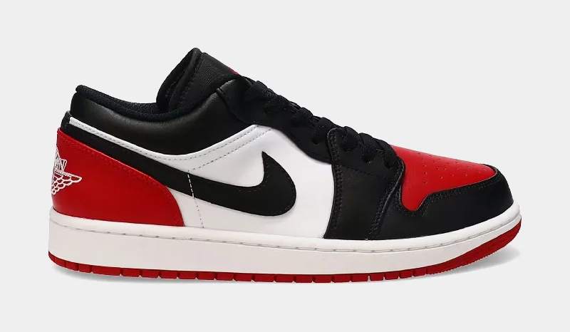 Basketball shoes support-performance -Air Jordan 1 Retro Low Bred Toe Mens Lifestyle Shoes (Black/Red) Free Shipping