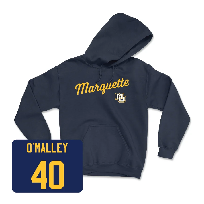 Men's hoodies functional -Navy Men's Basketball Script Hoodie - Casey O'Malley