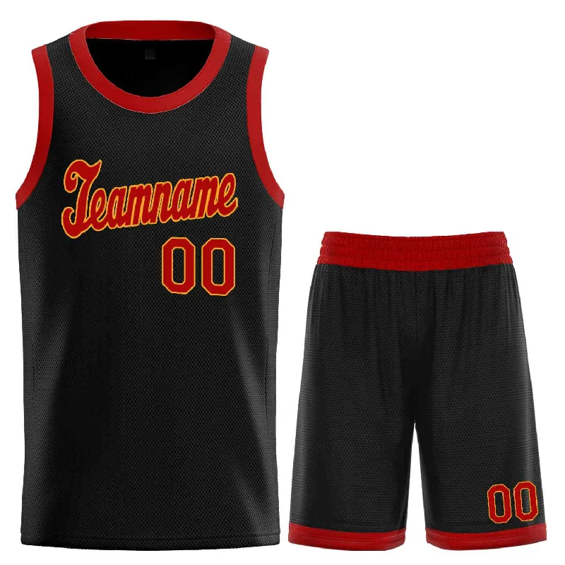 Men's basketball uniform sports jerseys -Custom Black Red-Yellow Classic Sets Sports Uniform Basketball Jersey