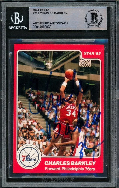 Men's basketball card performance treasury -Charles Barkley Autographed 1984-85 Star Rookie Card #202 Philadelphia 76ers Vintage Rookie Era Signature Beckett BAS #14909939