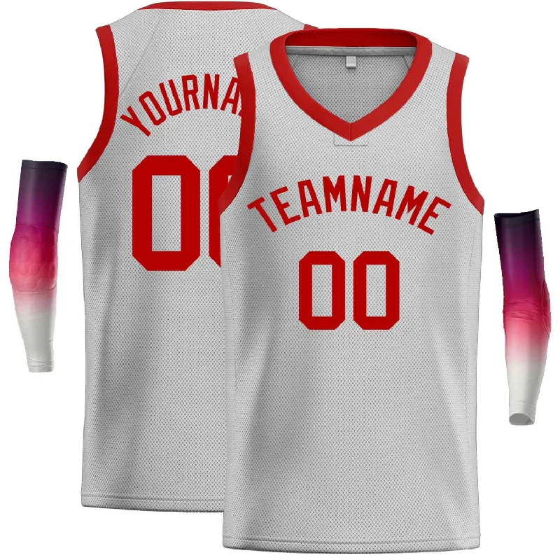 Men's basketball uniform high performance jersey -Custom Gray Red-Classic Tops Men Casual Basketball Jersey