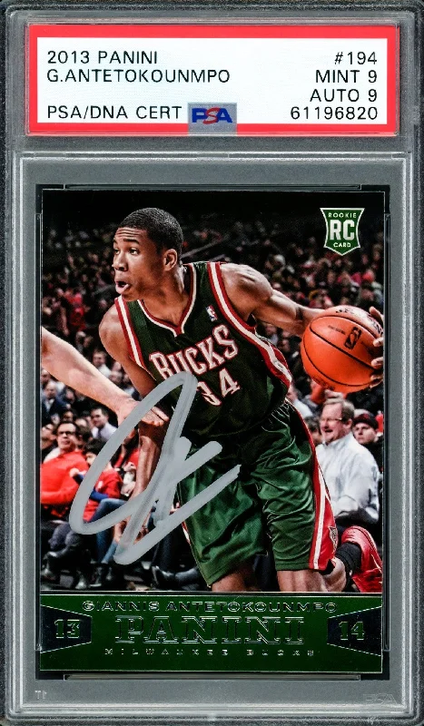 Men's basketball card lightweight special -Giannis Antetokounmpo Autographed 2013 Panini Rookie Card #194 Milwaukee Bucks PSA 9 Auto Grade Mint 9 PSA/DNA #61196820