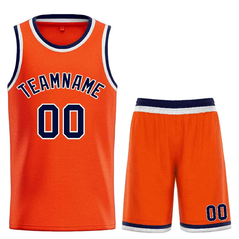 Men's basketball uniform performance ensemble -Custom Orange Navy-White Bull Classic Sets Basketball Jersey