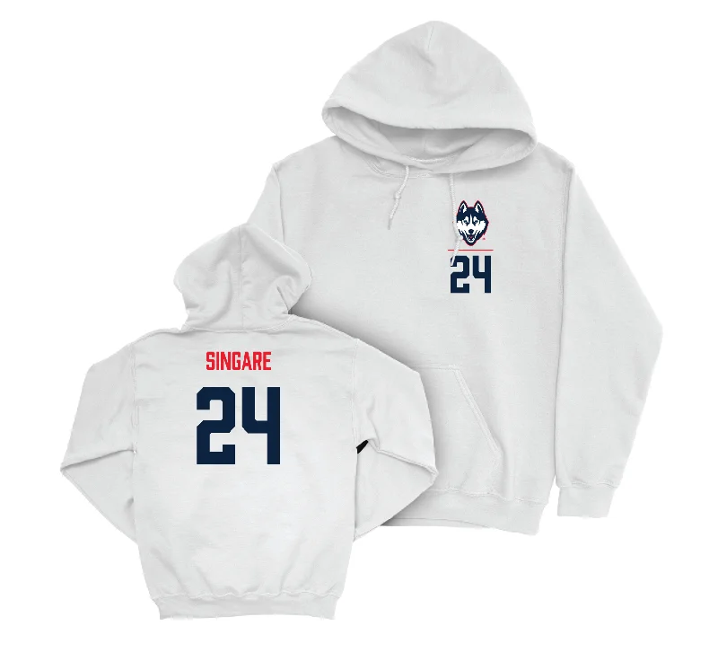 Men's hoodies sport-fit -UConn Men's Basketball Logo White Hoodie - Youssouf Singare | #24