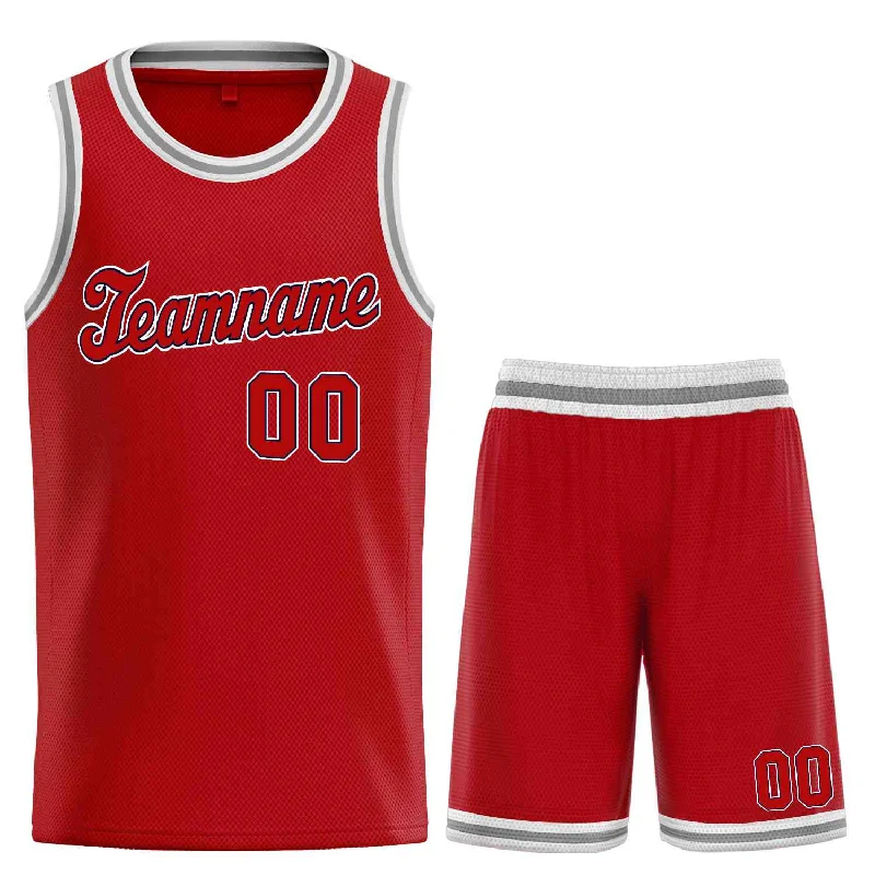 Men's basketball uniform performance kit -Custom Red Navy Classic Sets Sports Uniform Basketball Jersey