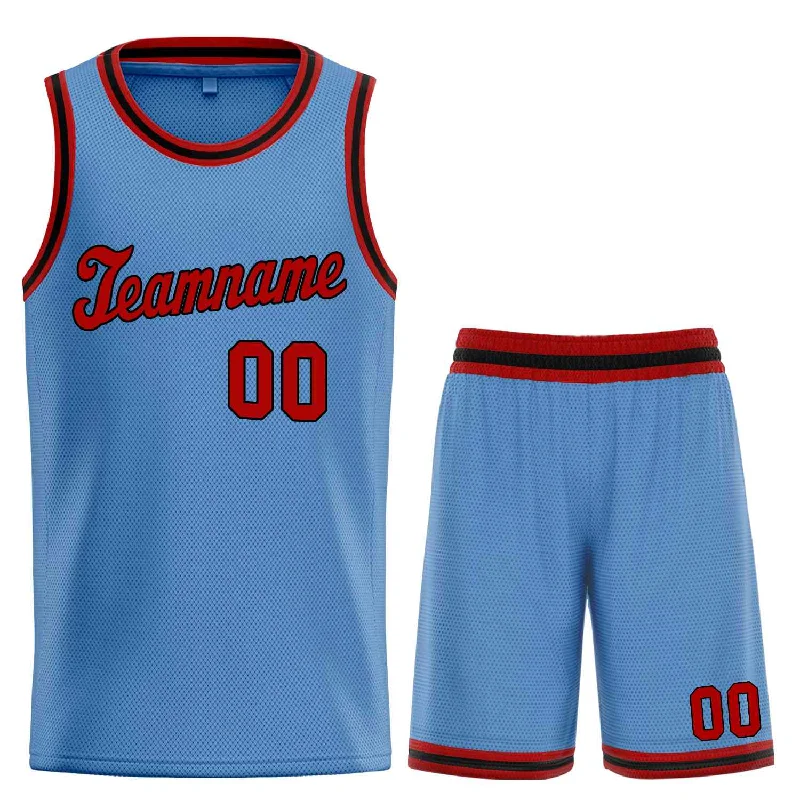 Men's basketball uniform high quality outfit -Custom Light Blue Red-Black Classic Sets Sports Uniform Basketball Jersey